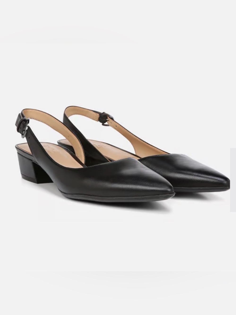 Naturalizer Banks Black Pointed Slingback Flats with Buckle 8.5W